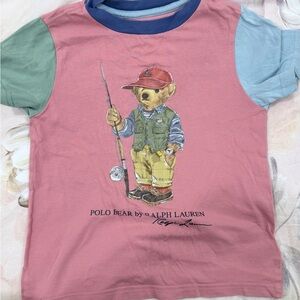 Polo by Ralph Lauren Pink Polo Bear Fishing Graphic Tee